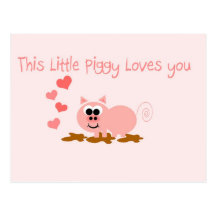 Cute Pig Valentine's Day Postcard