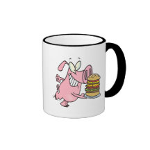 cute pig with triple cheeseburger mugs