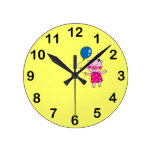 cute piggy girl wall clocks