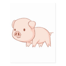 Cute Piglet Illustration Postcards