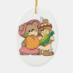 cute pilgrim and indian thanksgiving teddy bears christmas tree ornament