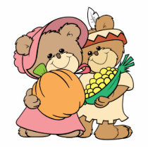 cute pilgrim and indian thanksgiving teddy bears photo sculpture