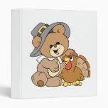 cute pilgrim teddy bear with turkey 3 ring binder