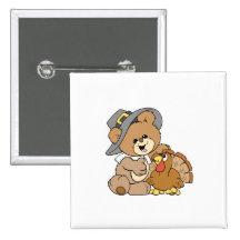 cute pilgrim teddy bear with turkey buttons