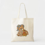 cute pilgrim teddy bear with turkey canvas bags