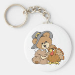 cute pilgrim teddy bear with turkey keychains
