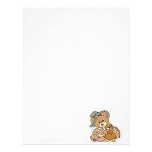 cute pilgrim teddy bear with turkey custom letterhead