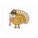 cute pilgrim thanksgiving turkey postcard