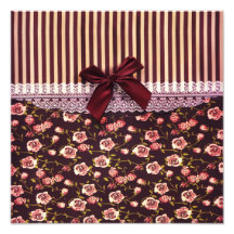 Cute Pink and Brown Vintage Flowers Photo Art