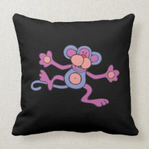 cute pink and purple dancing monkey cartoon pillows