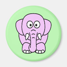 Cute pink animated little elephant fridge magnet
