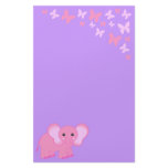 Cute Pink Baby Elephant And Butterflies Stationery