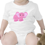 Cute Pink Baby Elephant Baby Bodysuits