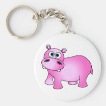 Cute Pink Baby Hippo Keychains