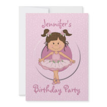 Cute Pink Ballerina Birthday Party Invitations