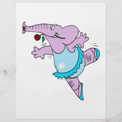 cute pink ballet ballerina elephant in tutu full color flyer