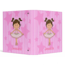 Cute Pink Ballet Girl On Stars and stripe 3 Ring Binder