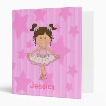 Cute Pink Ballet Girl On Stars and stripe 3 Ring Binder
