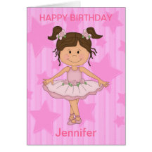Cute Pink Ballet Girl On Stars and stripe Cards