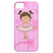Cute Pink Ballet Girl On Stars and stripe iPhone 5 Case