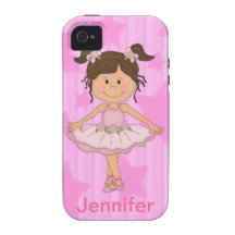 Cute Pink Ballet Girl On Stars and stripe iPhone 4 Cases