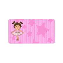 Cute Pink Ballet Girl On Stars and stripe Address Label