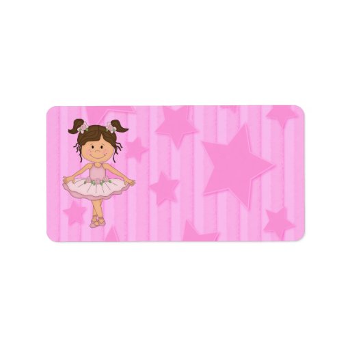 Cute Pink Ballet Girl On Stars and stripe Address Label