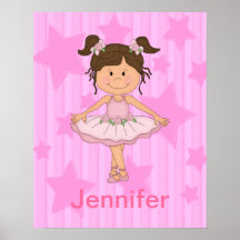 Cute Pink Ballet Girl On Stars and stripe Print