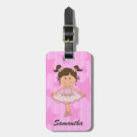 Cute Pink Ballet Girl On Stars and Stripes Bag Tag