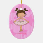 Cute Pink Ballet Girl On Stars and Stripes Ornaments