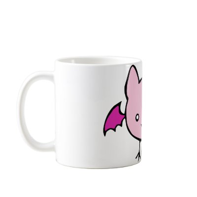 Cute Pink Bat Coffee Mugs by QueenHare