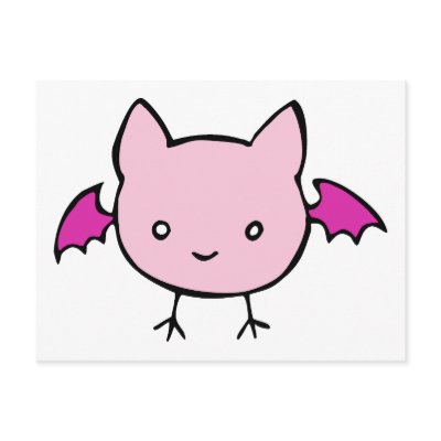 Cute Pink Bat Post Card by QueenHare