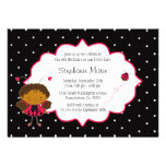 Cute pink black ladybug birthday party invitation