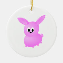 Cute Pink Bunny Rabbit. Christmas Ornament