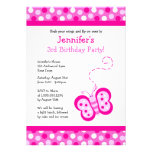 Cute Pink Butterfly w/ Polka Dots Birthday Invite