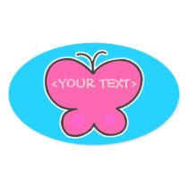 cute pink butterfly, <YOUR TEXT>, <YOUR TEXT> Sticker