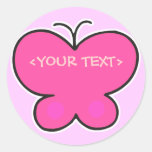 cute pink butterfly, <YOUR TEXT>, <YOUR TEXT> Round Sticker
