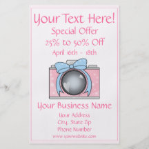 Cute Pink Camera with Blue Bow Personalized Flyer