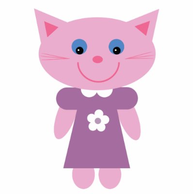 Cute pink cartoon cat brooch / pin cut out by Molly_Sky