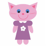 Cute pink cartoon cat brooch / pin cut out
