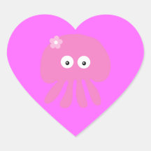 Cute Pink Cartoon Jellyfish / Octopi Stickers