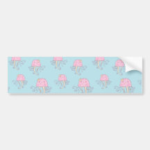 Cute Pink Cartoon Jellyfish Pattern Bumper Sticker