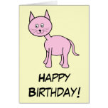 Cute Pink Cat. Cream Background. Card