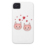 Cute Pink Cats with Hearts. Case-Mate iPhone 4 Case