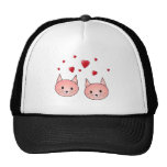 Cute Pink Cats with Hearts. Hats