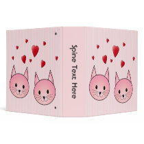 Cute Pink Cats, with Red Love Hearts. Vinyl Binders