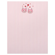 Cute Pink Cats, with Red Love Hearts. Personalized Letterhead