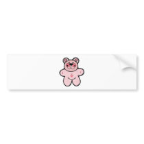 cute pink chequered  bear bumper stickers