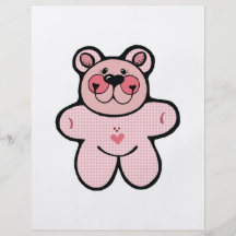 cute pink chequered  bear flyer