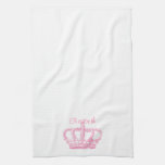 Cute Pink Crown Your Text Towel